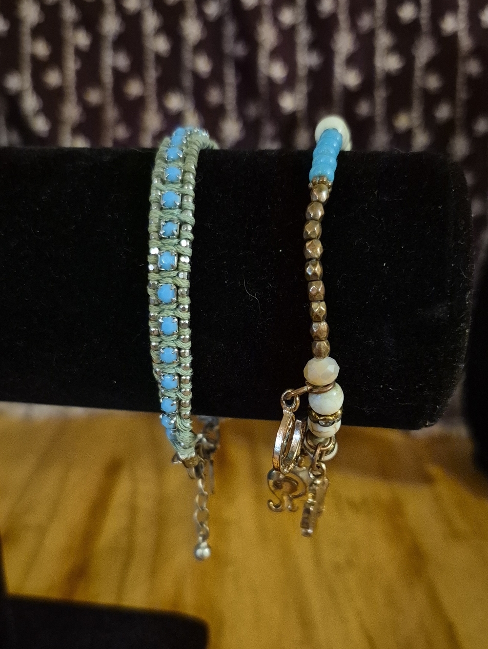 Turquoise Beaded Wrap Bracelet And Good Luck Charm Bracelet